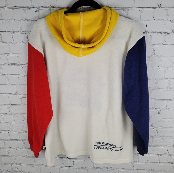 LAPAGAYO HOLLAND | vintage colour block reverse weave pullover hoodie sweater - Picture 4 of 9